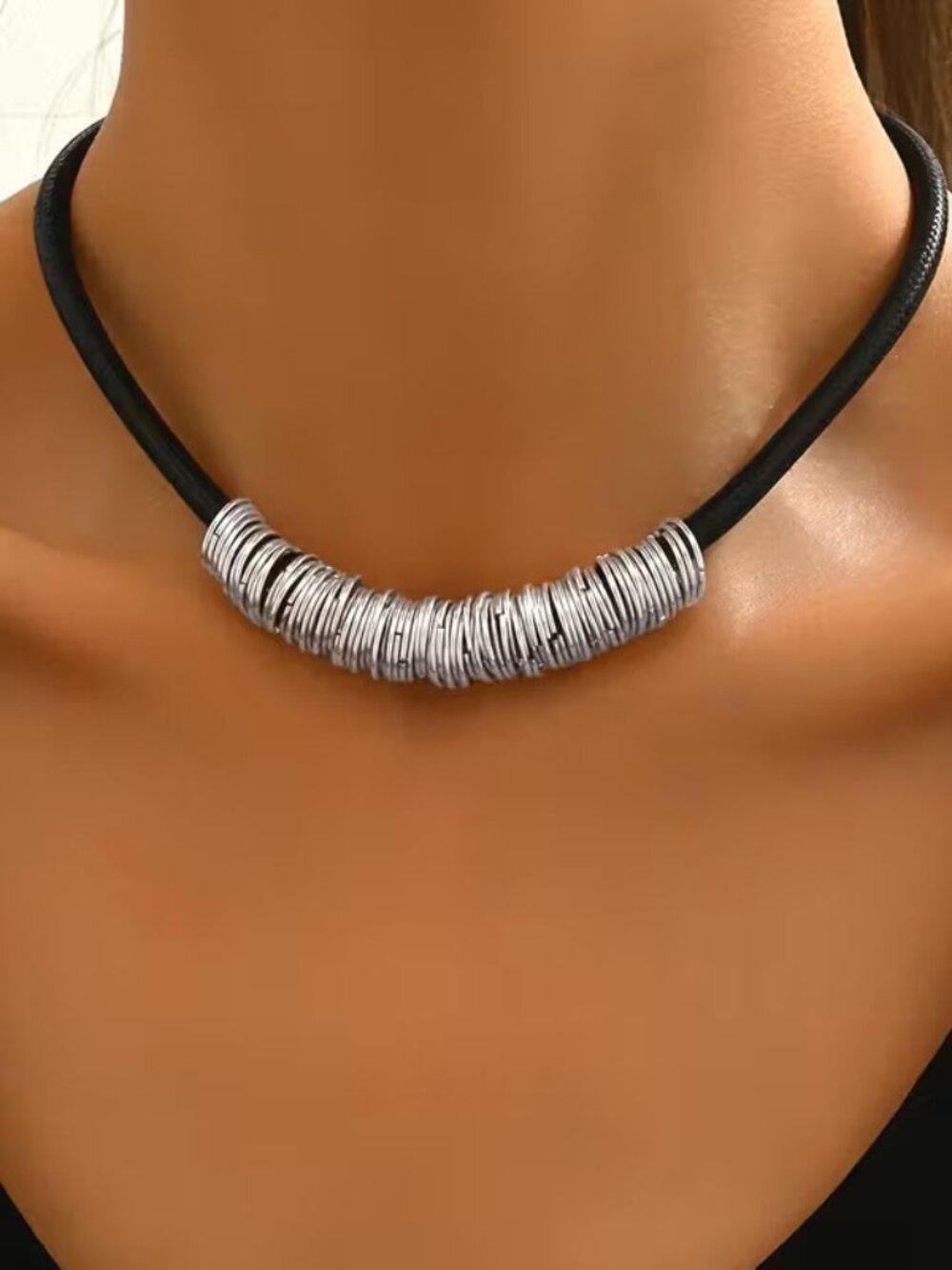 Silver Womens Statement Choker Necklace Boho Ring Collar Fashion Jewelry Gift